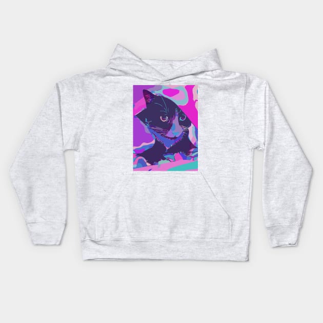 Psychedelic cat Kids Hoodie by WelshDesigns